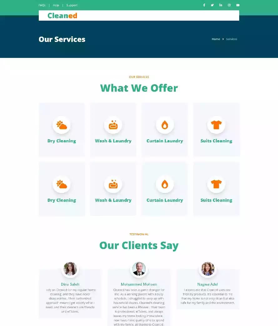 Cleaned for cleaning services